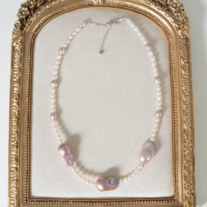 Natural Dreamy Pinky Purple Baroque Pearls with Small White Pearls Strand (Handmade)
