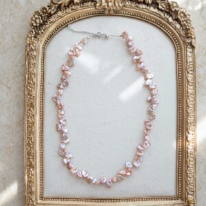 Pinky Purple Natural Baroque Pearls Necklace (Handmade)