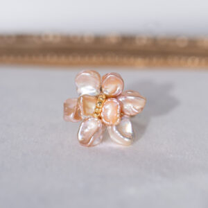 Pinky Purple Baroque Pearls Flower Shape Ring (Handmade)
